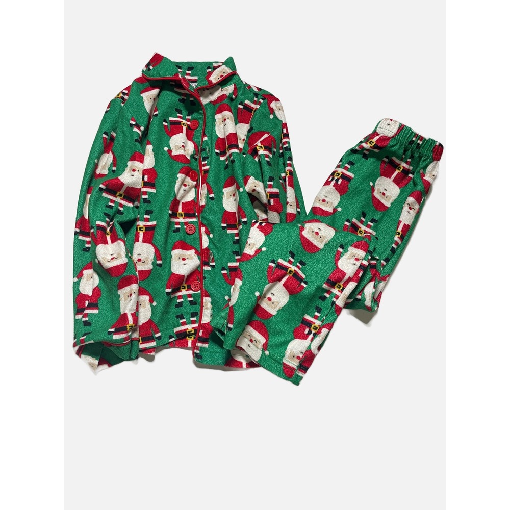 Just One You Pajama Set Toddler 5T Green Santa Fleece Christmas Sleepwear